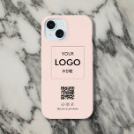 Business Social Media QR Code Blush iPhone 15 Case<br><div class="desc">Elevate your business branding with our custom iPhone case! Designed to make your brand stand out, this case features your logo prominently displayed. Below the logo, we've added a convenient QR code for easy access to your website or promotions. Plus, there's space for three social media icons and your username...</div>