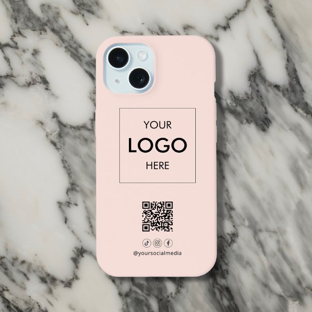 Business Social Media QR Code Blush iPhone 15 Case (Creator Uploaded)