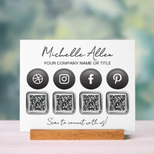 Business Social Media QR Codes Acrylic Sign