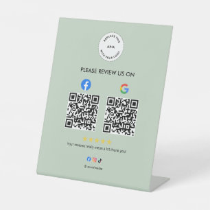 Business Social Review Pedestal Sign with Qr Code