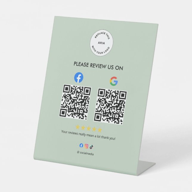 Business Social Review Pedestal Sign with Qr Code (Front)