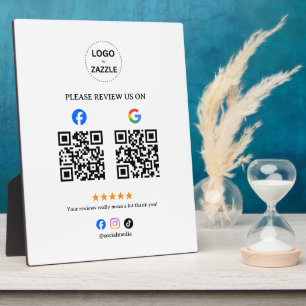Business Social Review with Qr Code Plaque