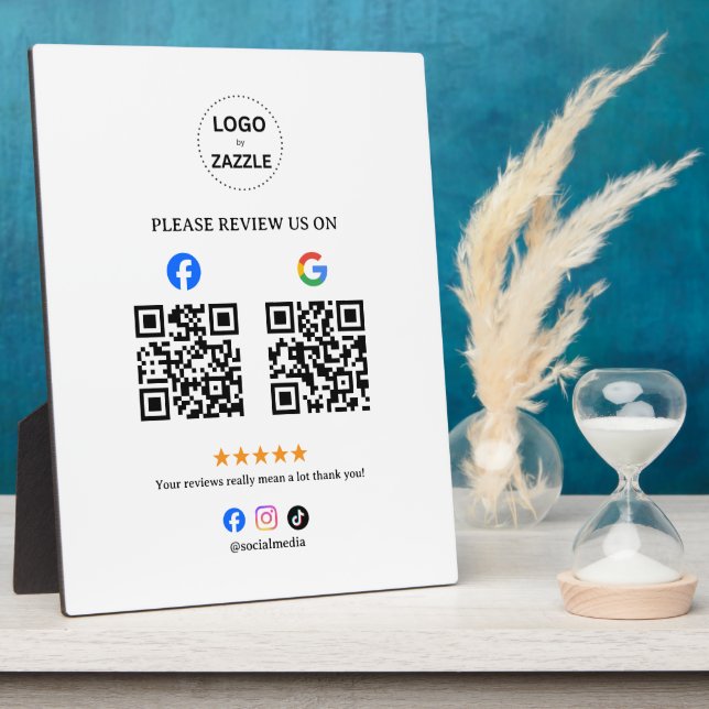 Business Social Review with Qr Code Plaque (Side)