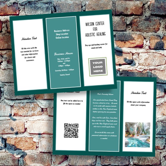 Business Solid Teal Logo Six-panel Double-sided Flyer (Creator Uploaded)
