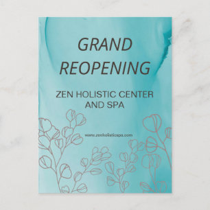 Business Spa Salon Opening Teal Eucalyptus  Postcard