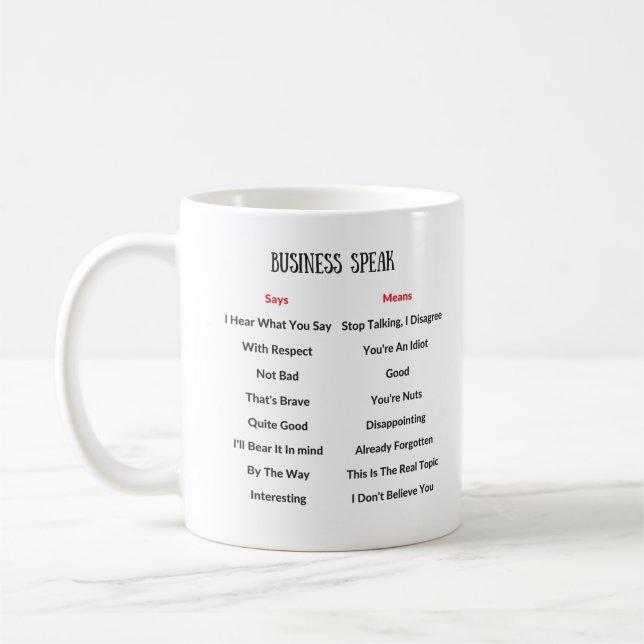 Business Speak Translator Mug (Left)