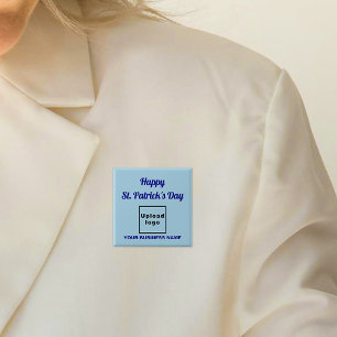 Business St. Patrick Greeting on Light Blue Square 15 Cm Square Badge