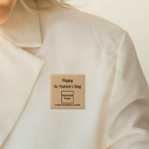 Business St. Patrick Light Brown Square Button