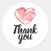 Business stickers, thank you with red heart