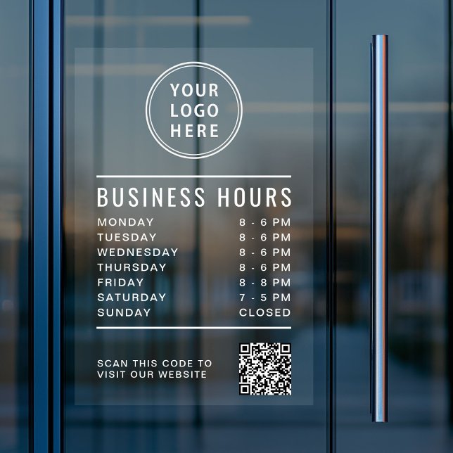 Business Store Hours QR Code Logo Window Cling (Business Store Hours QR Code Logo Window Cling)