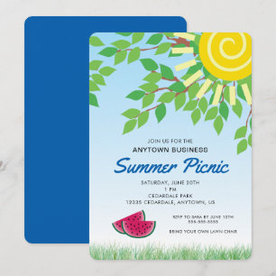 Business Summer Picnic   Leaves and Watermelon Invitation
