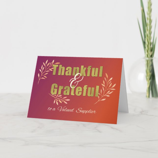 Business Supplier Grateful at Thanksgiving Card (Front)