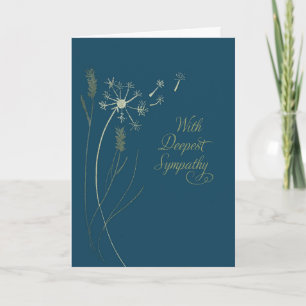 Business Sympathy Gold Look Dandelion on Navy Blue Card