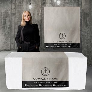 Business Table Runner Banner Linen Logo Social  Tapestry