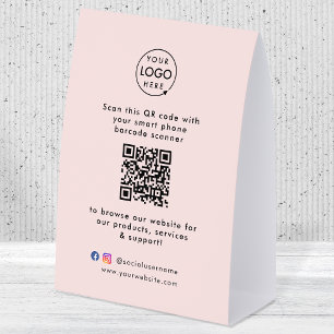 Business Table Tent   QR Display Tabletop Sign