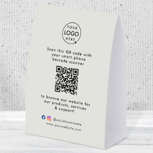 Business Table Tent   QR Display Tabletop Sign