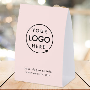 Business Tabletop Sign   Pink Logo Pedestal Sign