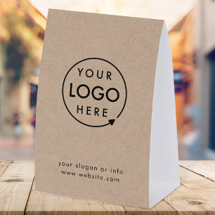 Business Tabletop Sign   Rustic Kraft Pedestal