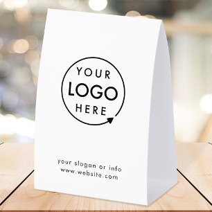 Business Tabletop Sign White Logo Pedestal Sign