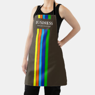 Business Tagline Modern Vertical Stripes Brown Apron