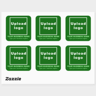 Business Tagline on Green Square Sticker