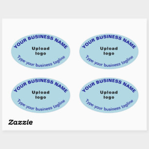 Business Tagline on Light Blue Oval Shape Sticker