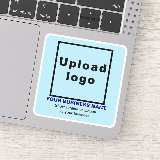 Business Tagline on Light Blue Square Vinyl (Detail)