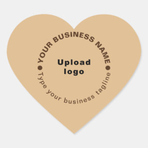 Business Tagline on Light Brown Heart Sticker