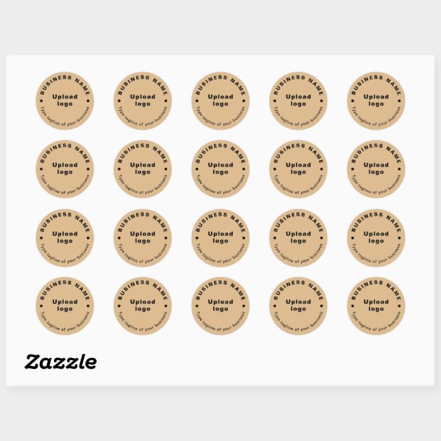 Business Tagline on Light Brown Round Sticker (Sheet)