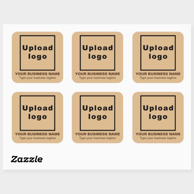 Business Tagline on Light Brown Square Sticker (Sheet)