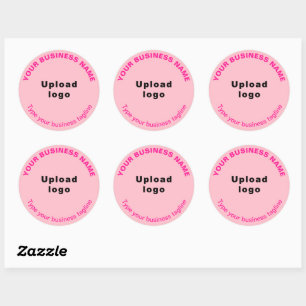 Business Tagline on Monochrome Pink Round Sticker