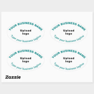 Business Tagline Teal Green Texts on White Oval Sticker