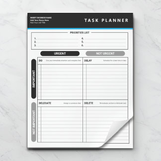 Business Task Planner Priority Matrix Notepad