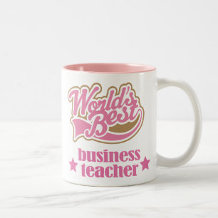 Business Teacher Gift (Worlds Best) Two-Tone Coffee Mug