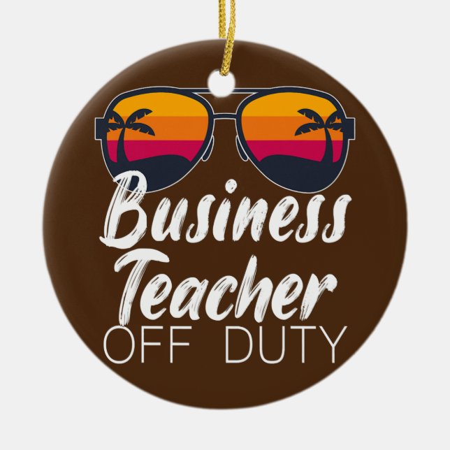 Business Teacher Off Duty Sunglasses Beach Sunset Ceramic Tree Decoration (Front)