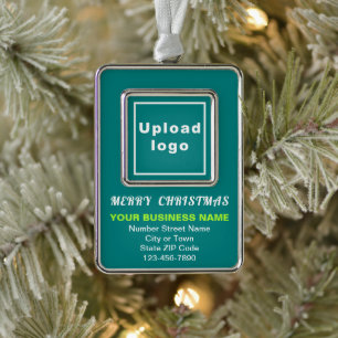 Business Teal Green Portrait Rectangle Framed Silver Plated Framed Ornament