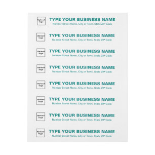 Business Teal Green Texts on White Return Address Wrap Around Label