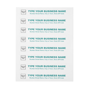 Business Teal Green Texts on White Wraparound Address Label
