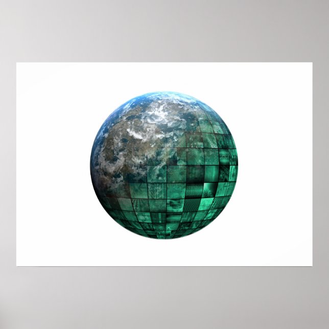Business Technology Global Network with Futuristic Poster (Front)
