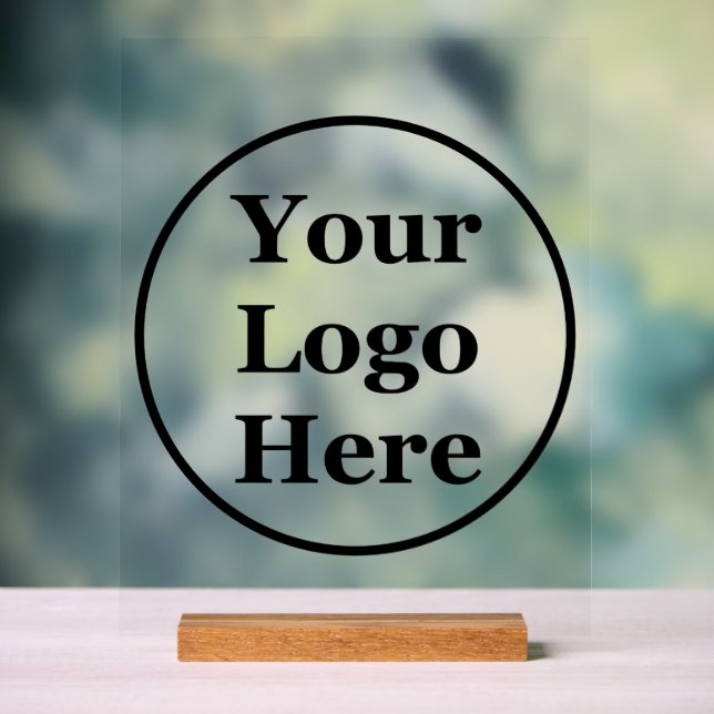 Business Template Black Circle Your Logo Here Acrylic Sign (Neutral)