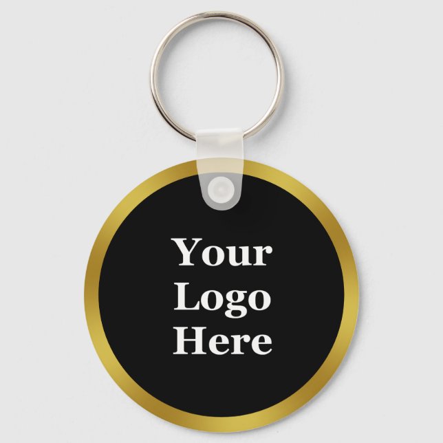 Business Template Black & Gold Your Logo Here Key Ring (Front)