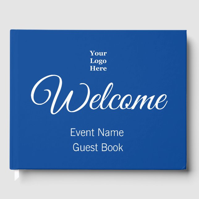 Business Template Blue & White Your Logo Here Guest Book (Front)