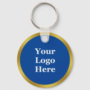 Business Template Deep Blue & Gold Your Logo Here Key Ring