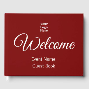 Business Template Deep Red & White Your Logo Here Guest Book