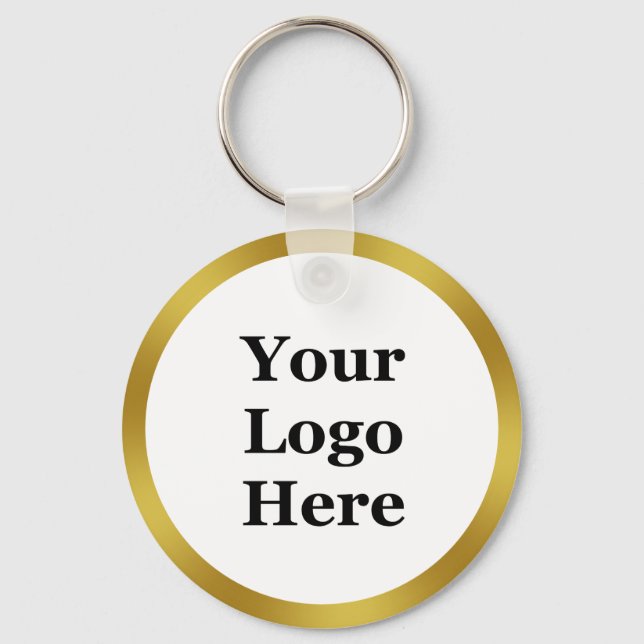 Business Template Faux Gold Border Your Logo Here Key Ring (Front)