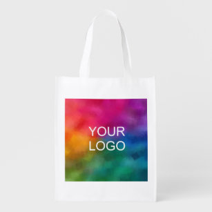 Business Template Upload Add Image Logo Photo Reusable Grocery Bag