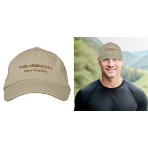 Business Text Embroidered on Khaki Cap