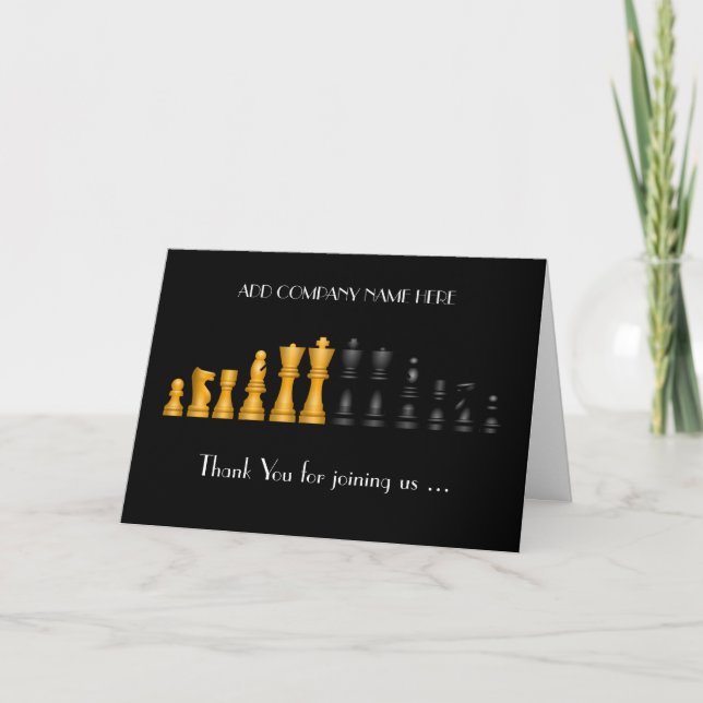 Business Thank You - Black-Gold Chess Pieces Card (Front)