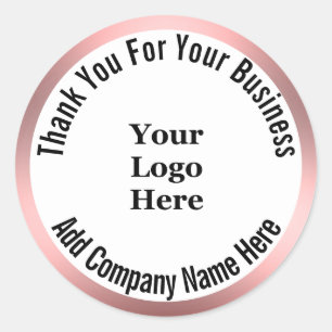 Business Thank You Black White Pink Your Logo Here Classic Round Sticker