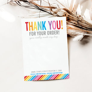 BUSINESS THANK YOU bold colourful rainbow stripe Card